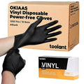 OKIAAS Black Vinyl Disposable Gloves Large Pack of 1000 - Latex-Free Food Grade