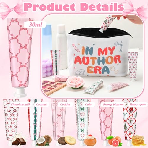 24 Pcs Pink Bow Christmas Hand Cream Gifts Bulk for Women - Moisturizing Hand Care Set with 6 Designs, 30ml Travel Size