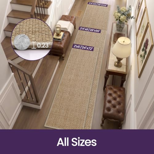 Ultra Thin Hallway Runner Rug 28x144 Beige Non Slip Entryway Mat