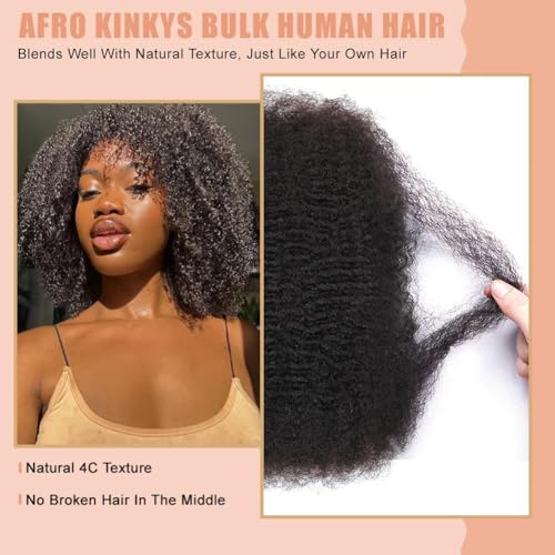 Afro Kinky Curly Human Hair Extensions for Dreadlocks & Twists - 18 Inch 50 Gram - #1B