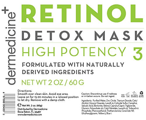 Retinol Face Mask, Clarifying and Soothing, Rinse Off, Oil Control