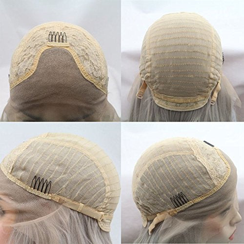 Wigs Piano Color Highlight Golden Hair Mixed White Blonde Synthetic Lace Front Wig - Gold Variation