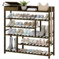 Dark Brown Bamboo Shoe Rack for Entryway - Large Capacity, Adjustable Storage