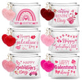 12 Sets Galentine's Day Makeup Bags & Heart Keychains Gift Set - Pink Plush Hearts
