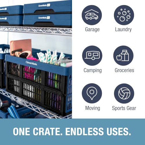Collapsible Storage Crate 45L Ocean Pack of 3 Eco-Friendly Utility Bins