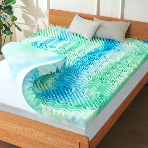 Queen 3-Inch Memory Foam Mattress Topper with Cooling Gel & 7-Zone Support