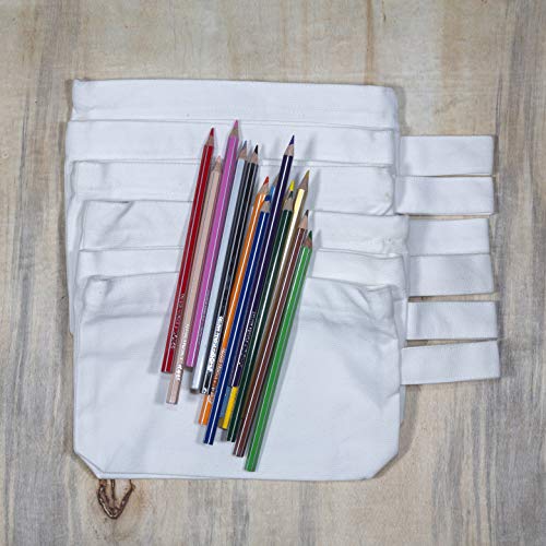 Organic Cotton Canvas Zipper Pouch - Heavy Duty Canvas Tool Pouch - Sturdy Canvas Coin Bag - White Makeup, Cosmetic, Toiletries, Stationery, Pencils, Travel, Fabric Zipper Bag (4 White)