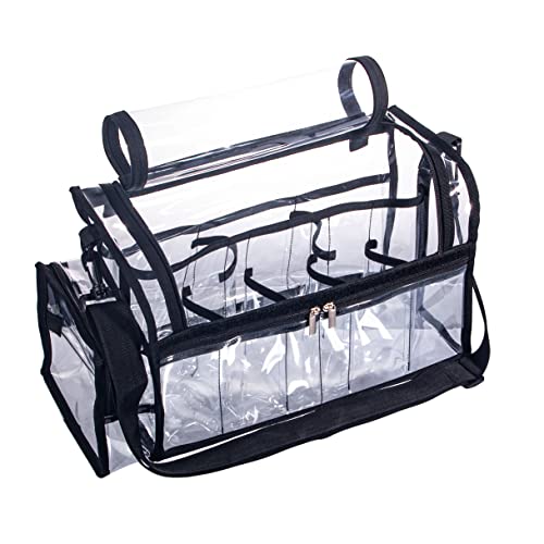 Large Clear PVC Makeup Organizer Bag with 8 Dividers & Tissue Pocket