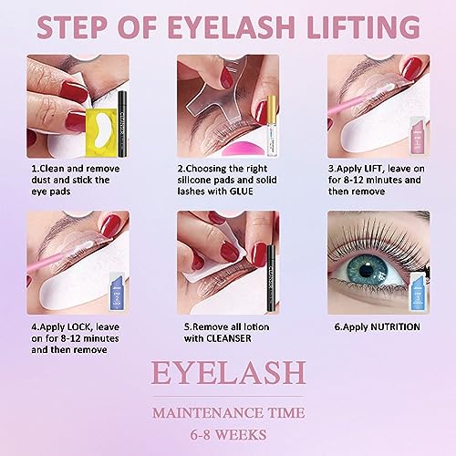 Libeauty Lash Lift Kit 20 Pcs Sachets, Brow Lamination Kit, Individually Packaged Lotion for Salon & Home Use with 5 Sizes L-Curl Shields