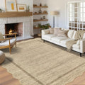 6x9 Jute Scalloped Washable Area Rug - Non-Slip Neutral Rug for Living Room