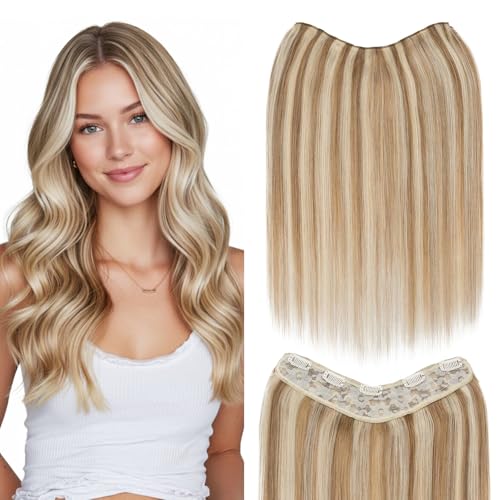 12 Inch Clip-In Hair Extensions #12P613 Golden Brown Blonde Mixed - V-Shaped Weft