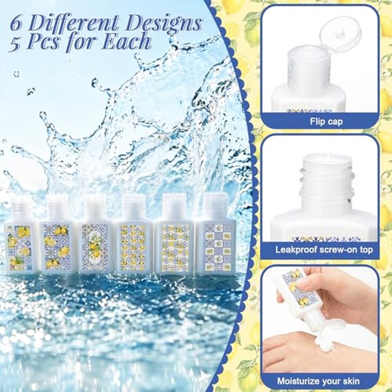 Demissle 30 Pcs Mini Sunscreen Bulk Travel Size 1 oz Lemon Party Favors Capri Lemon Sunscreen Lotion Spf 30 for Wedding Bridal Bachelor Shower Italian Holiday Souvenir Birthday Party
