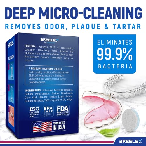 Retainer Cleaner Tablets 120 Count - Power Deep Cleaning for Dentures & Aligners - 1 Pack