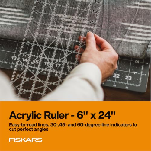 Fabric Cutting Set with Rotary Cutter, Ruler & Cutting Mat - 3 Pieces
