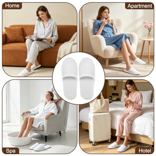 Nexboraque 30 Pairs Disposable Spa Slippers - White, Medium, Universal Size for Hotel Guests