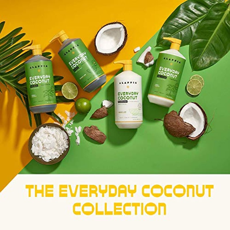 Alaffia Coconut & Coffee Berry Purely Coconut Value Set, Body Wash & Body Lotion, 32 Fl Oz Each