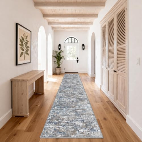 Abstract Multi 2.6x16ft Washable Non Slip Carpet Runner for Hallway and Indoor High Traffic