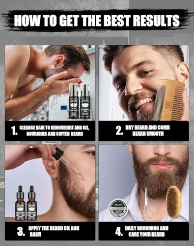 Men's Beard Grooming Kit with Sandalwood Oil - Conditioner, Oil & Care Set