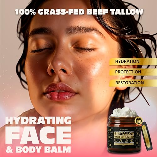 Grass-Fed Organic Tallow & Honey Skin & Face Balm - Deep Moisturizer, Barrier Repair, 3.38 oz