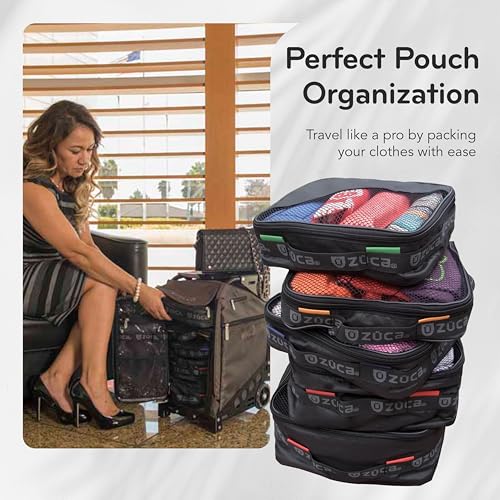 ZUCA Pro - Black Standard Packing Utility Pouch Set - Durable, Spacious Cosmetic Storage Solution, Clear TSA Approved Toiletry Bag For Travel & Professional Use