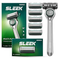 DORCO SLEEK 6 Blade Razor for Men with 6 Cartridges | Men's Cartridge Razors with Razor Handle and Smooth Shaving Blades | Men¡¯s Razors with Multi-Flex Technology