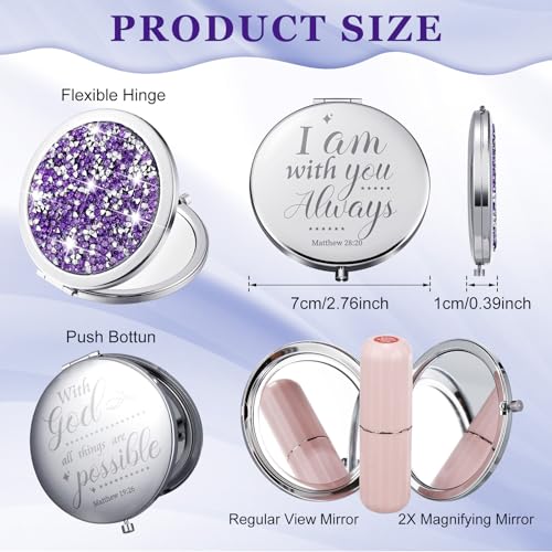 Thyle 12 Pack Christian Compact Mirrors with Bible Verses - Purple, Gift Set