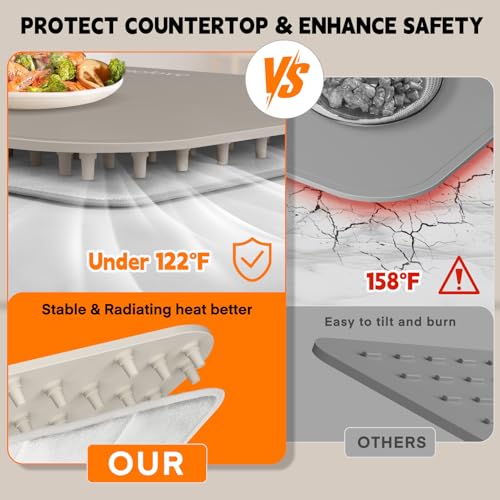 XXL Electric Food Warming Mat - Waterproof Graphene Heating Tray, 7 Temp Levels & 6-Hour Timer, Khaki