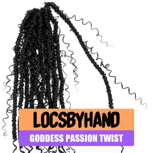 LOCSBYHAND 14 Inch Natural Black Boho Crochet Passion Twist Hair 8 Packs
