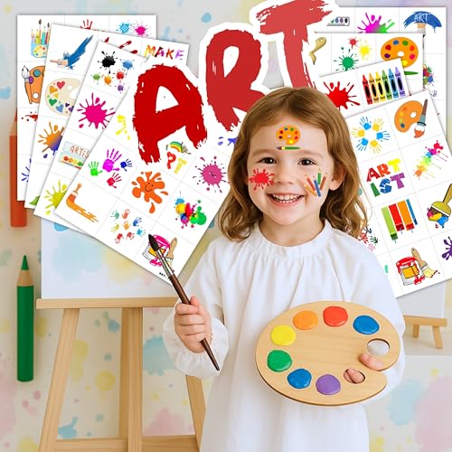 96PCS Art Pre-Cut Temporary Tattoos for Kids - Fun Party Favors, Birthday Decorations, Stickers for Girls & Boys, Classroom Rewards & Themed Gifts