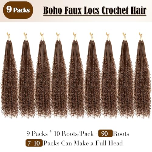 WSTAR 30 Inch Boho Faux Locs Crochet Hair with Curly Ends - 9 Packs of Goddess Locs, Black Women Protective Style Variation of THIS listing