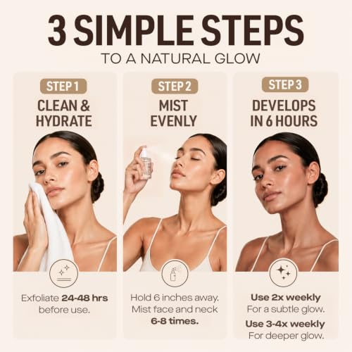 Nuda CloudMist Self Tanner Mist - Medium to Dark Skin, Hydrating & Clear