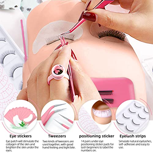 Professional Lash Extension Kit with Mannequin Head & Pink Variation