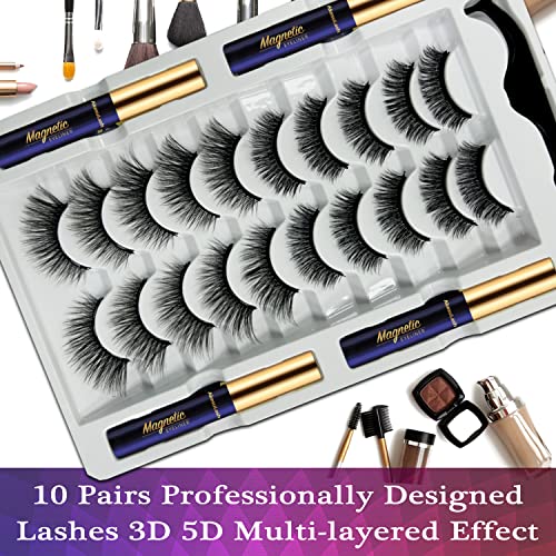 Magnetic Eyelashes Kit with Reusable Faux Mink Lashes & Upgraded Magnetic Liner - Black AL13M4-2