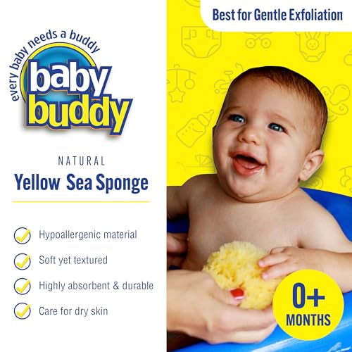 Baby Bath Sponge 4in Natural Yellow Sea Sponge 3 Pack - Soft, Hypoallergenic & Biodegradable for Tender Skin