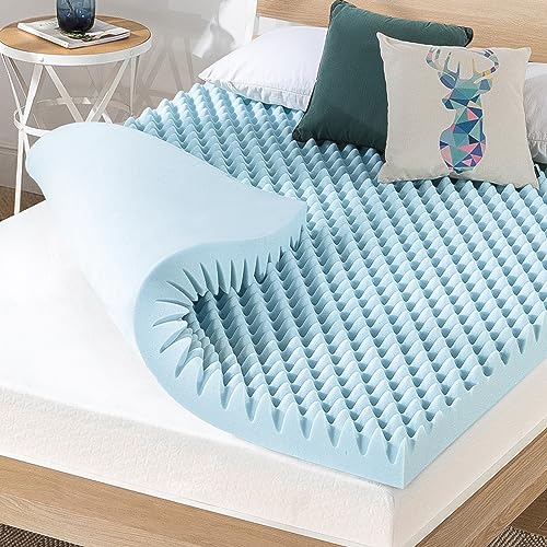 Best Price Mattress 4 Inch Egg Crate Gel Memory Foam Mattress Topper Queen Light Blue