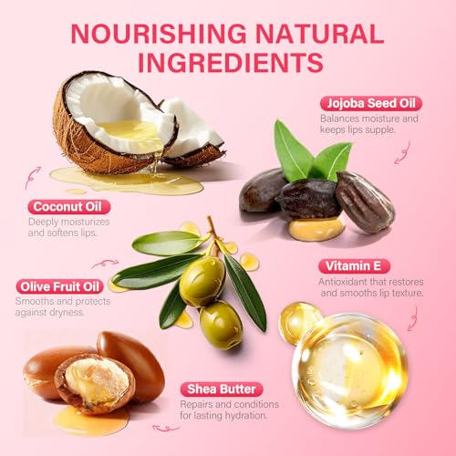 Glossy Lip Balm & Lip Gloss Set? Hydrating Lip Butter Balms For Smooth, Soft Lips ? Nourishing, Long-Lasting Moisture ? Vanilla, Coffee, Mint, Berry & Pink Sugar,Women's Day Gifts For Women
