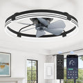 ZMISHIBO 24-Inch Black Low Profile Ceiling Fan with Lights & Remote