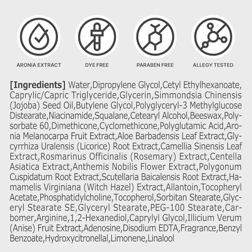 Aronia Extract Face Moisturizer Day Night Cream - Hydrating Brightening 1.76 oz