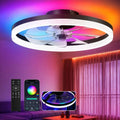 Franjulia 20-Inch RGB Low Profile Ceiling Fan with Lights & Remote - Black