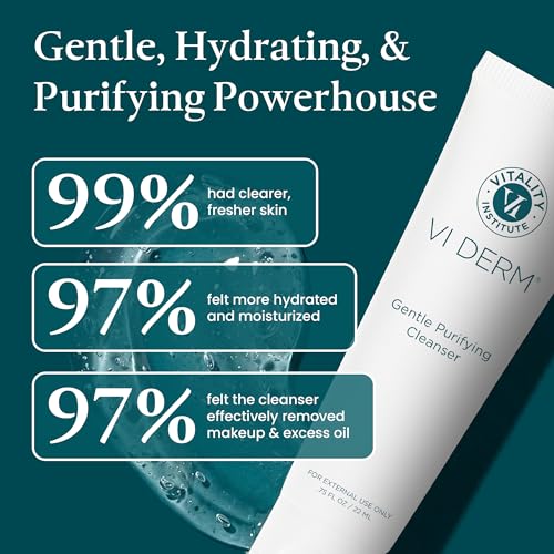 VI Derm Hydrating Gentle Purifying Cleanser ? Face Wash with Aloe Vera, Antioxidants, and Willow Bark, Travel Size Mini Facial Cleanser for Makeup Removal and Sensitive Skin ? 0.75 Fl Oz / 22 mL