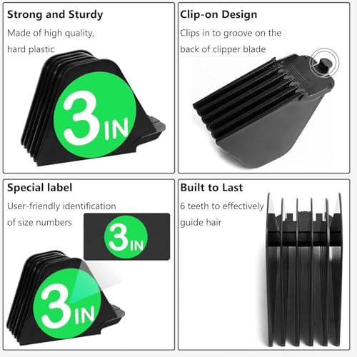 3 Inch Hair Clipper Combs Guides, Guards 1 & 1/4" 1/2" 2", Mega NO.16