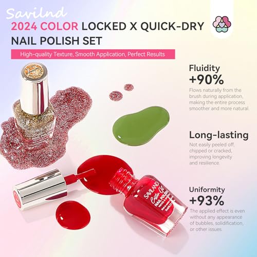 39-Piece Fall Nail Polish Set with Quick Dry & Top & Base Coats - Colors Locked X Tech - Variation D2-Fall