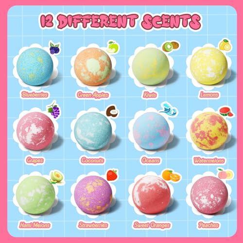 Sanyi 12pcs Unicorn Bath Bombs for Kids with Bracelet Inside, Gift