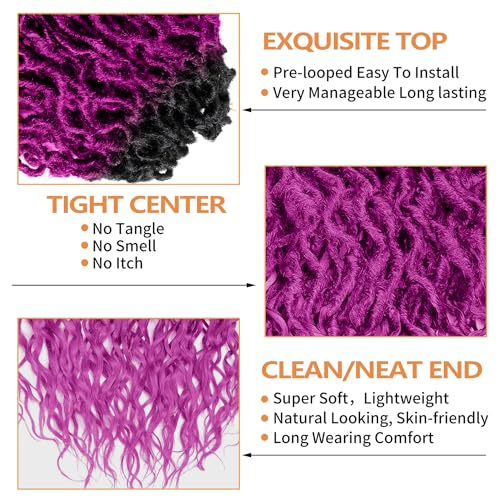 Faux Locs Crochet Hair 24 Inch Goddess Locs Curly Ends for Black Women - 6 Packs, Purple Variation