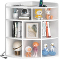 VECELO White Corner Cube Shelf with USB Ports & Adjustable Shelves