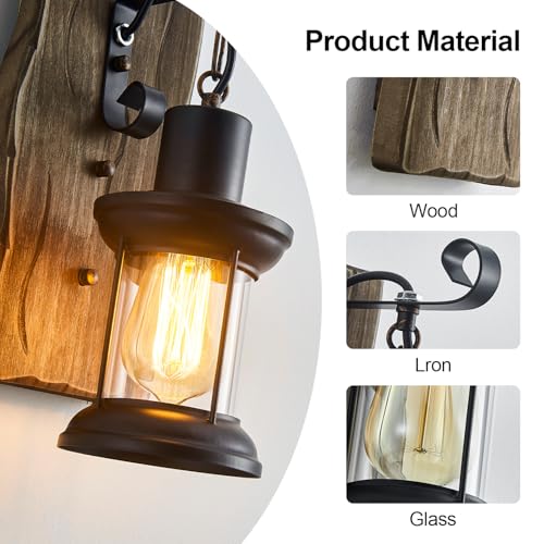 Farmhouse Wall Sconces 2 Pack Rustic Indoor Wall Lights with Clear Glass - NDDSWM