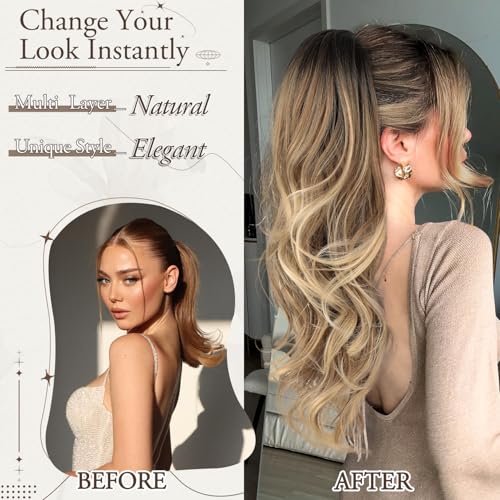 Drawstring Curly Ponytail Extension 26 Inch Natural Synthetic Hair for Daily Wear - RT4/12/613