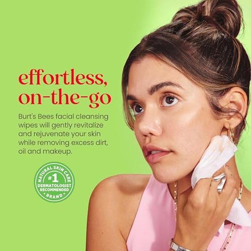 Burt's Bees, Aloe Vera Face Wipes, for Sensitive Skin, Soothing Makeup Remover & Facial Cleansing Towelettes, 30 Count (2 Pack)