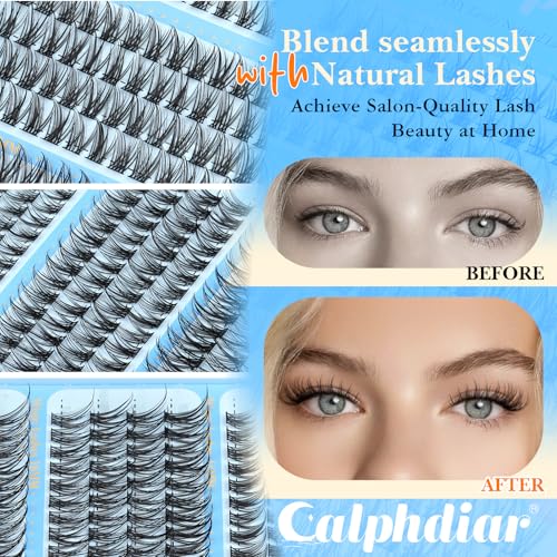 Natural Lash Clusters Wispy Eyelash Clusters 10-16mm Customizable Lashes Clusters 256pcs Cluster Eyelash Extensions C-Curve Individual Lashes DIY Long Lasting Lash Cluster Lash Extension at Home
