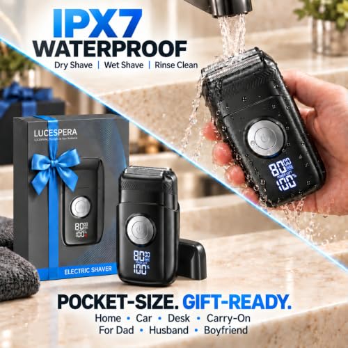 LUCESPERA Electric Foil Shaver for Men - Sensitive Skin, 240 Min USB-C Rechargeable